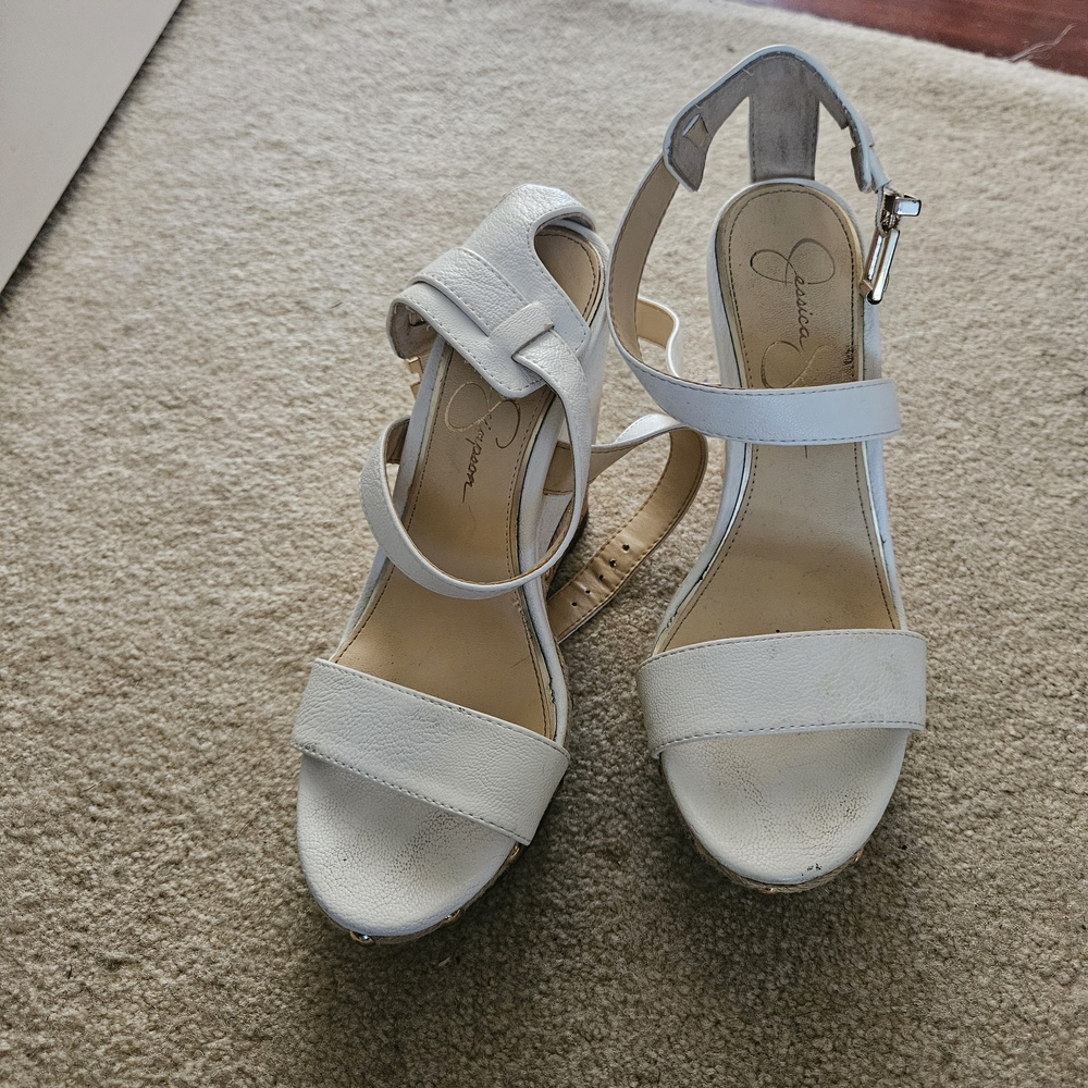 Jessica Simpson White Women's Wedge Sandals